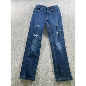 Wonder Nation Kids Slim Jeans Adjustable Waist‎ Distressed Size 12 Blue